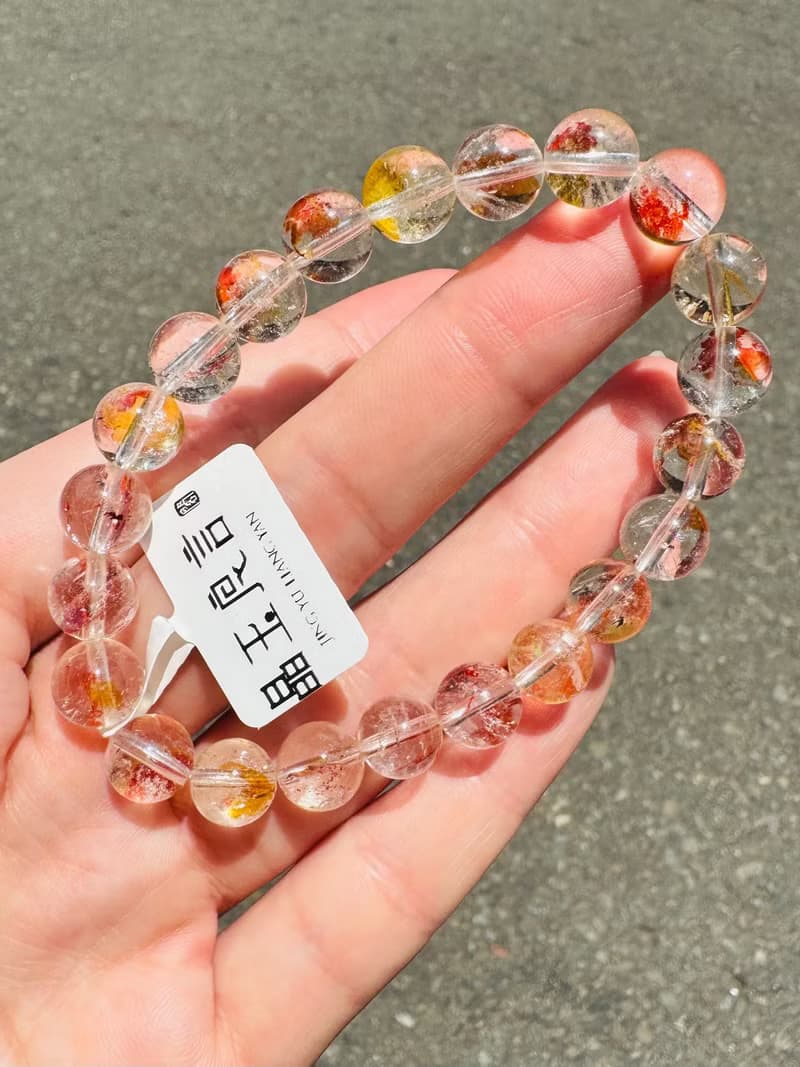 精品錦鯉紅膠花水晶8.5mm19.60g富貴吉祥鎮宅辟邪擋煞淨化催桃花