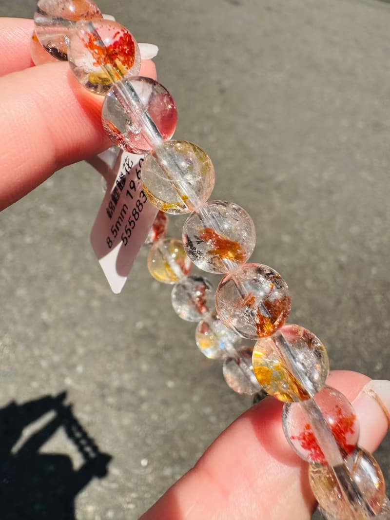 精品錦鯉紅膠花水晶8.5mm19.60g富貴吉祥鎮宅辟邪擋煞淨化催桃花