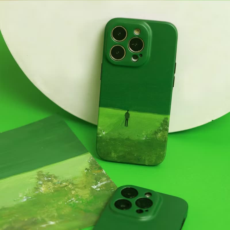 原創 日系插畫發光女孩iPhone全包手機殼情侶