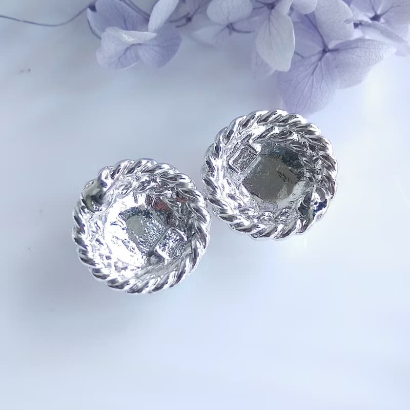 Vintage Jewelry 西洋古董飾品 銀色調 紅 針式耳環