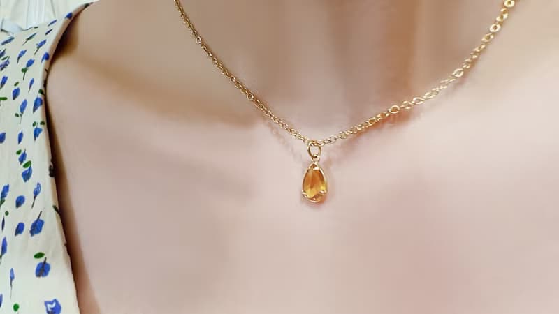 | 誕生石系列 | 11月黃水晶925銀/14K包金項鍊 雙面戴 情人節禮物