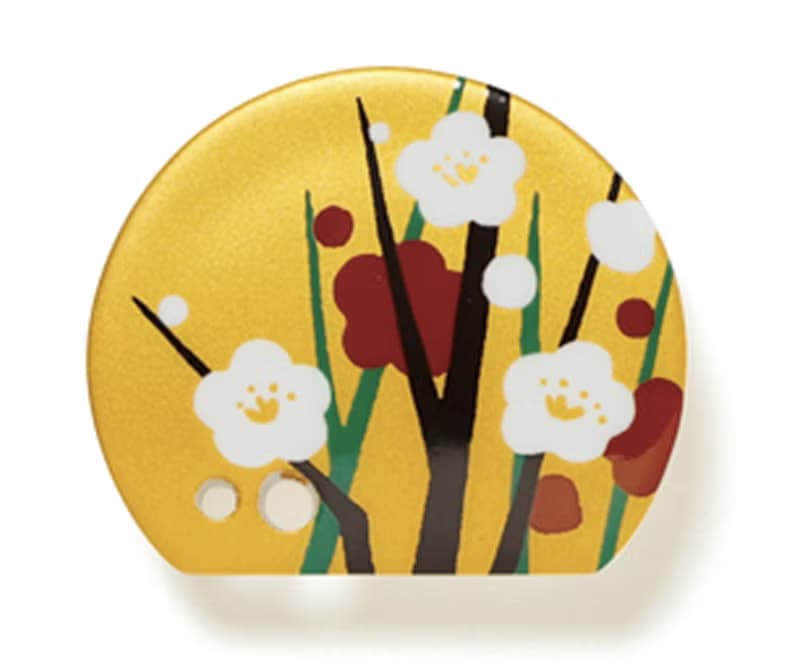 松榮堂新款半月形香立 槍梅   日本製瓷器