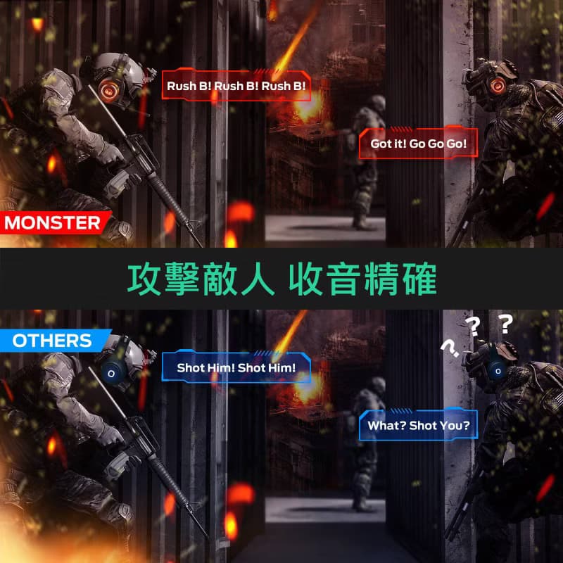 Monster Mission V1 電競耳罩耳機麥克風-武士黑