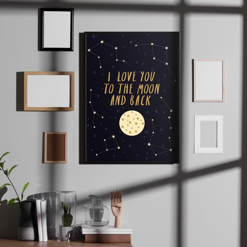 我非常愛你II - 字母心意卡掛畫/愛心 送禮/月亮/星星/星空
