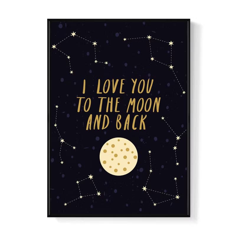 我非常愛你II - 字母心意卡掛畫/愛心 送禮/月亮/星星/星空