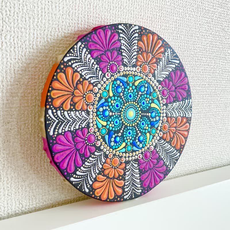 ドットマンダラ　花火 No.11 オレンジ　ピンク　20cm