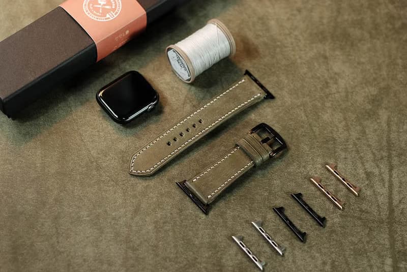 【歡慶週年慶】 Pueblo磨砂皮applewatch真皮手縫錶帶-大地灰