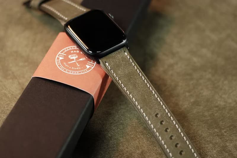【歡慶週年慶】 Pueblo磨砂皮applewatch真皮手縫錶帶-大地灰