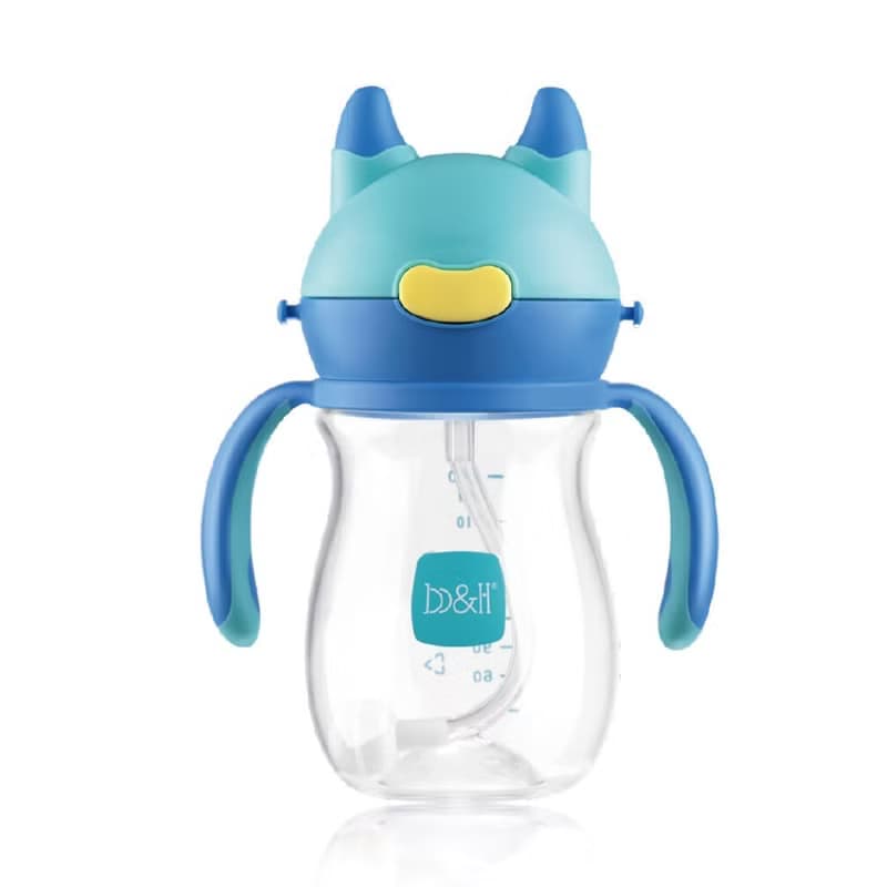 b&h TRITAN 鴨嘴360度防漏雙柄兒童學習杯240 毫升 (藍色)