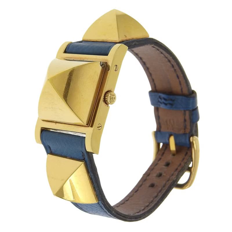 【日本直送】エルメス HERMES メドール 腕時計 SS×レザー  クオーツ アナログ表示 ホワイト文字盤 レディース【中古】