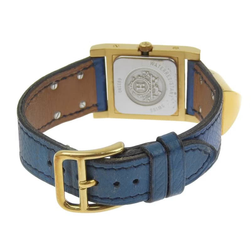 【日本直送】エルメス HERMES メドール 腕時計 SS×レザー  クオーツ アナログ表示 ホワイト文字盤 レディース【中古】