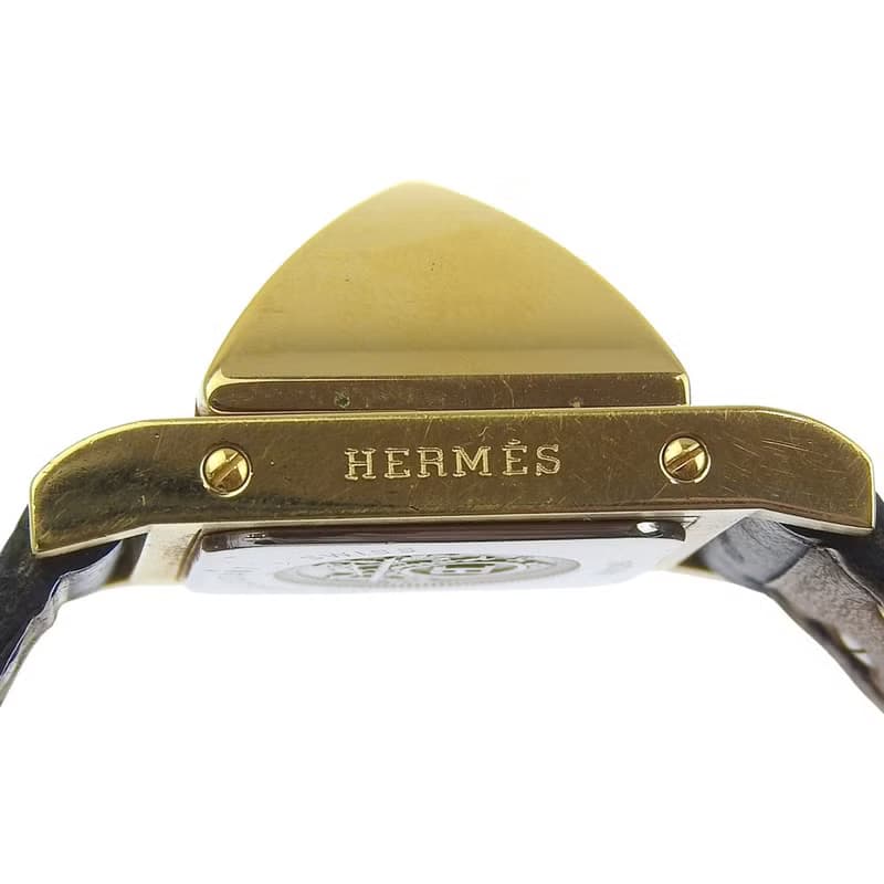 【日本直送】エルメス HERMES メドール 腕時計 SS×レザー  クオーツ アナログ表示 ホワイト文字盤 レディース【中古】