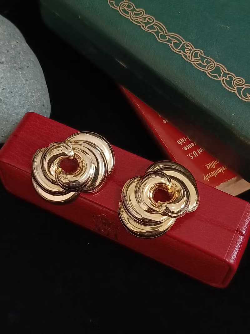 vintage jewelry  古董夾式耳環  金色雲海