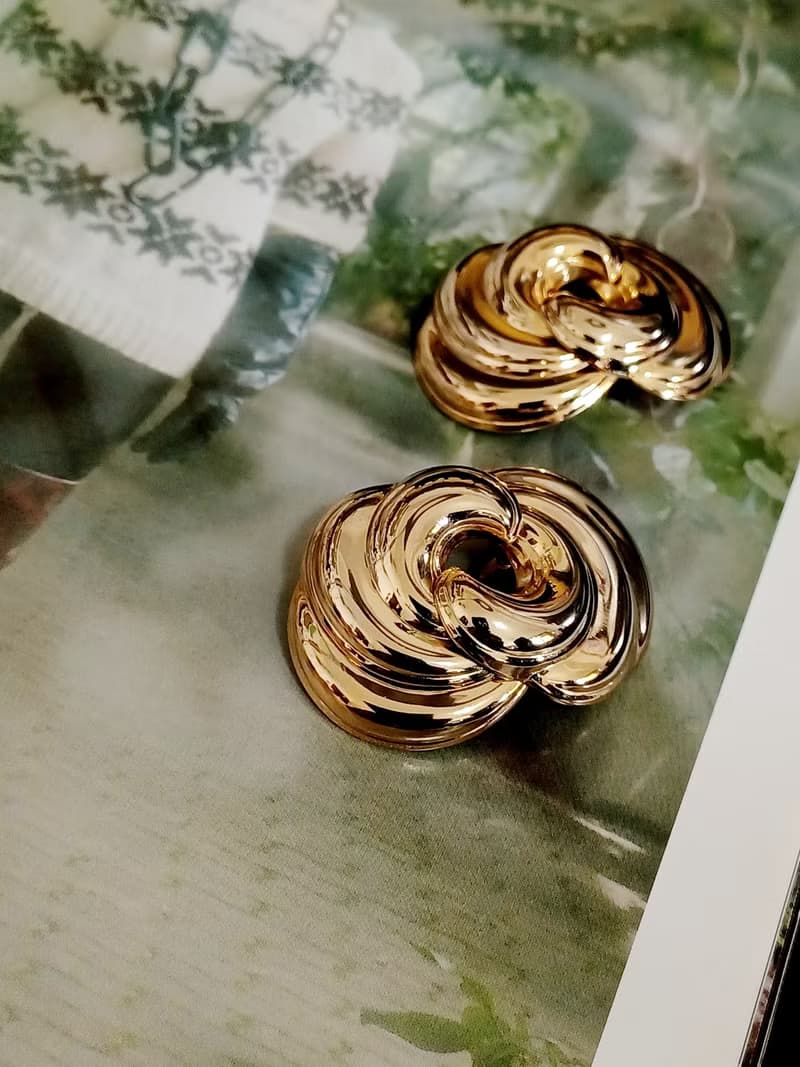 vintage jewelry  古董夾式耳環  金色雲海