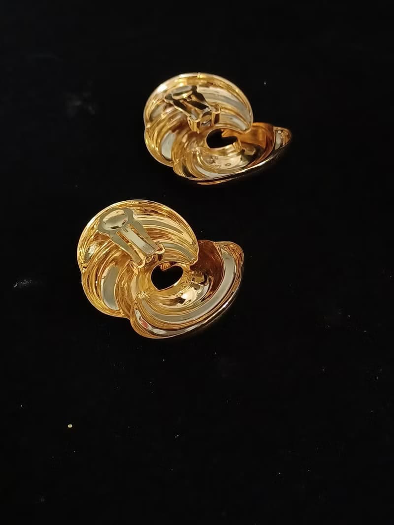 vintage jewelry  古董夾式耳環  金色雲海