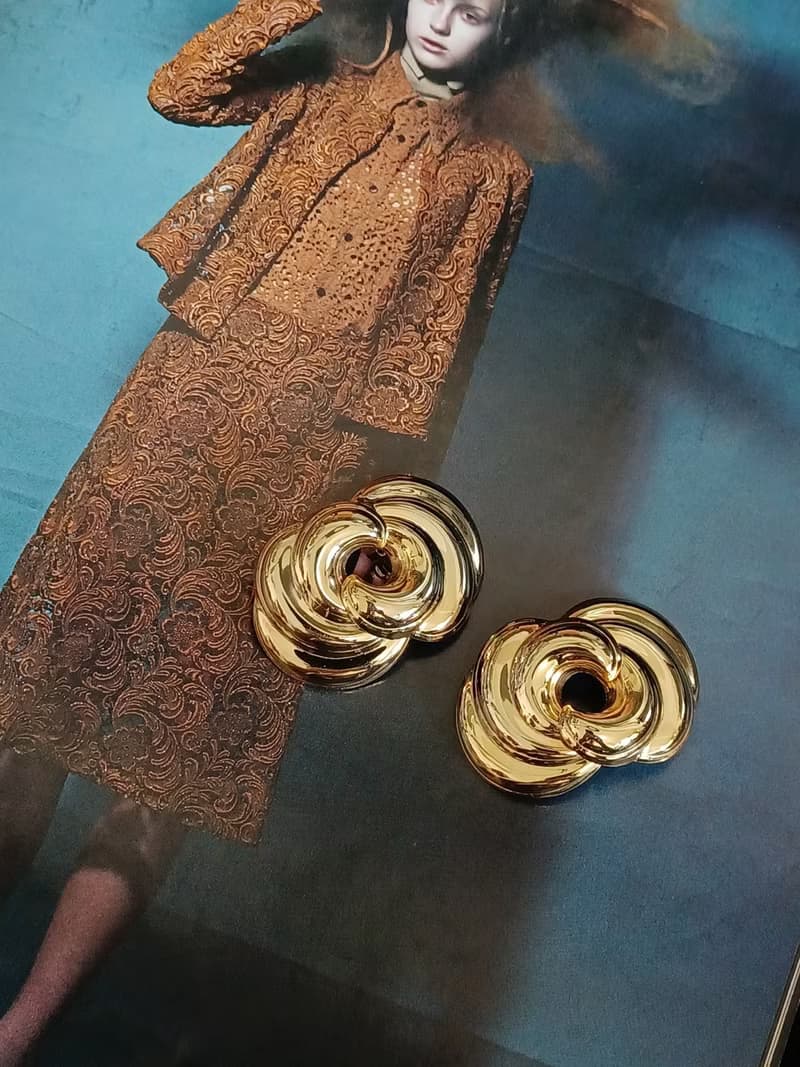 vintage jewelry  古董夾式耳環  金色雲海