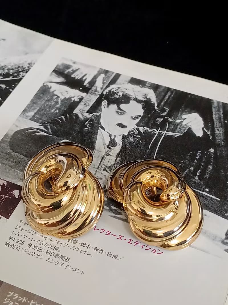 vintage jewelry  古董夾式耳環  金色雲海