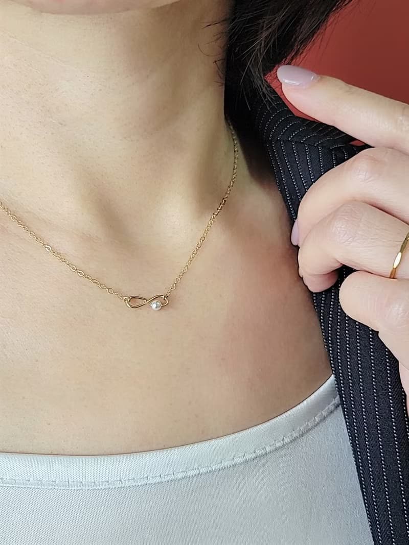 【禮物】無限好運無限幸福 美好 14k注金項鍊奧地利水晶珍