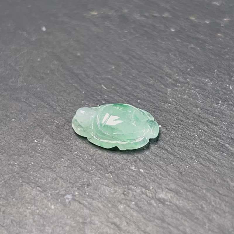 【吉祥‧長壽】冰種飄綠花翡翠金錢龜 | 天然緬甸玉翡翠A貨 |送禮
