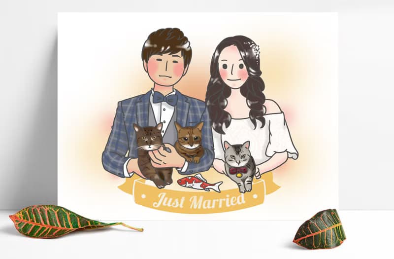 可愛人物插畫∣個人/情侶/婚紗/全家福/朋友∣電子檔
