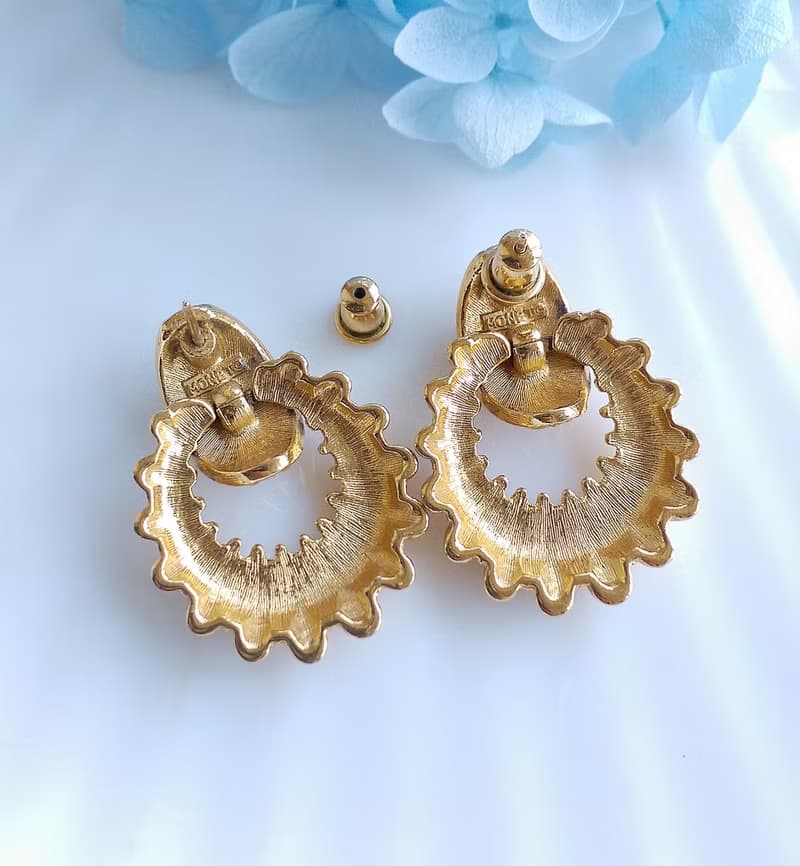 Vintage Jewelry 西洋古董飾品 MONET 復古 簡約 金色調 針式耳環