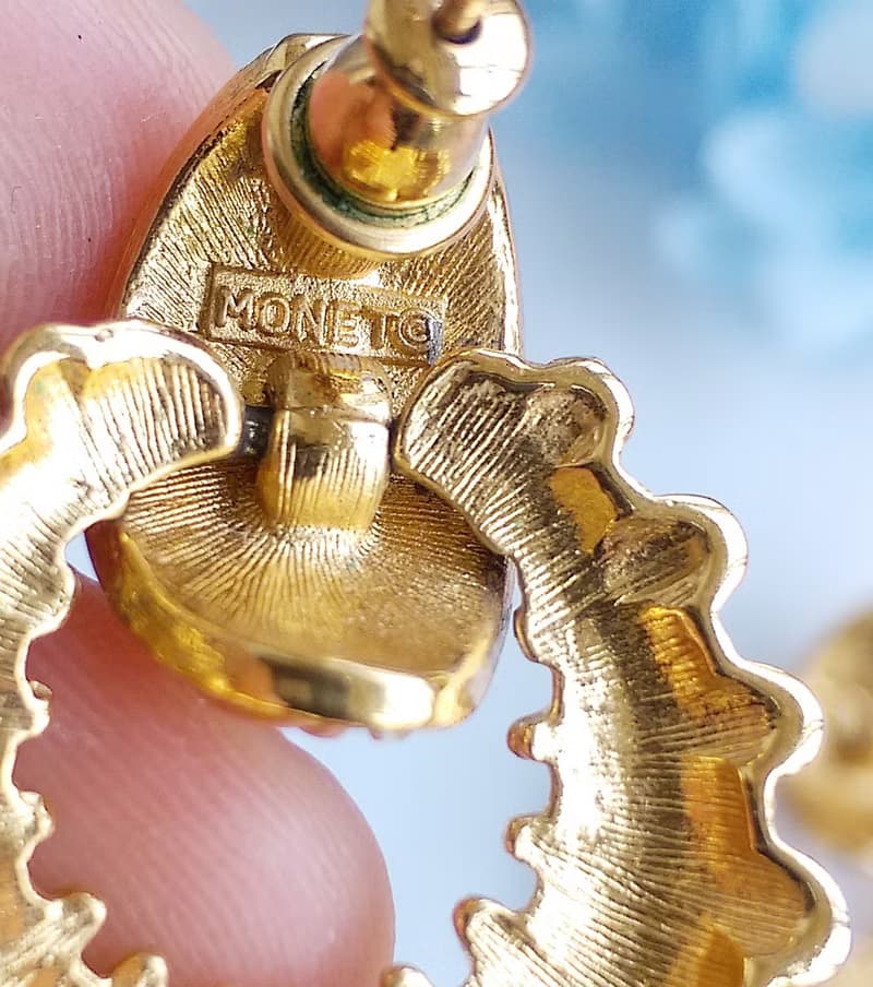 Vintage Jewelry 西洋古董飾品 MONET 復古 簡約 金色調 針式耳環