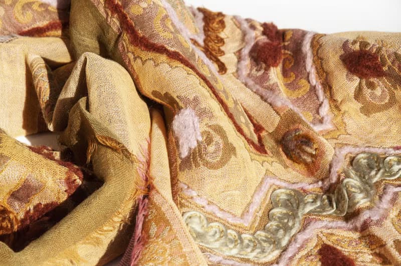 喀什米爾Cashmere/水煮羊毛披肩/針織圍巾/刺繡圍巾/羊絨披巾-花