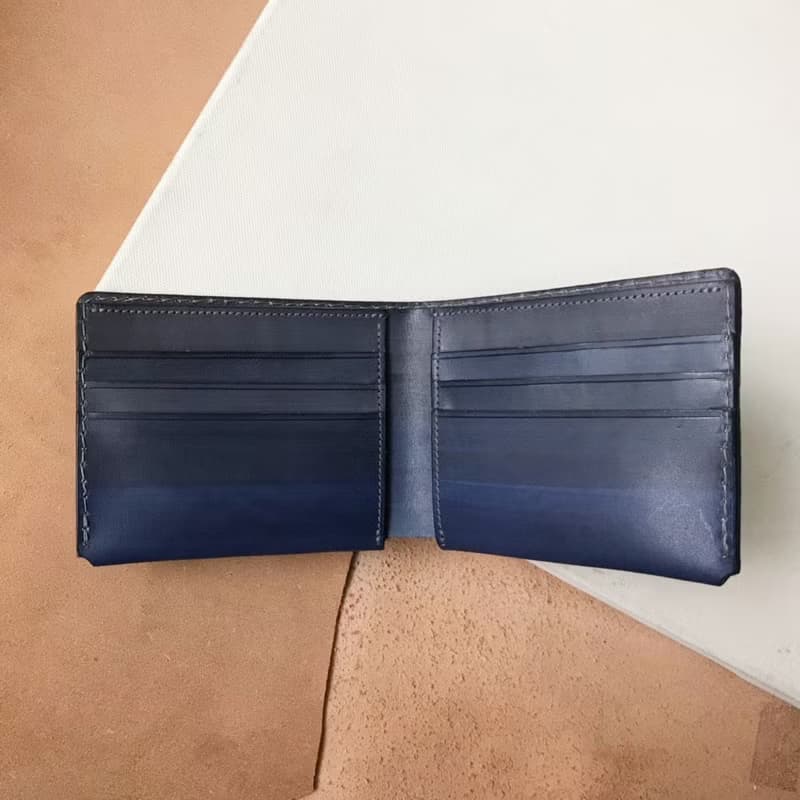 真皮短夾│6卡片層│灰藍漸層薰衣草紫