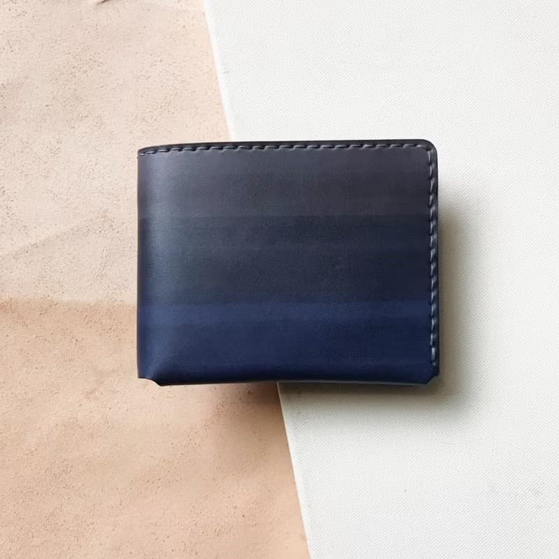 真皮短夾│6卡片層│灰藍漸層薰衣草紫