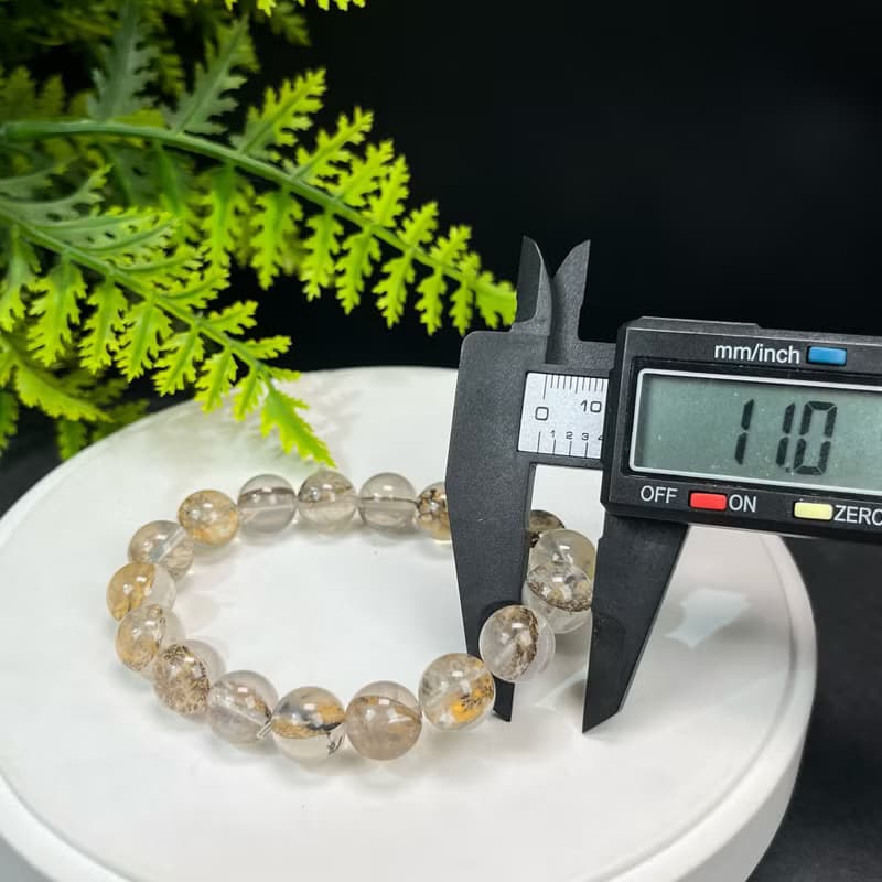 高品質天然膠花小樹水晶手串11mm冰透軟錳礦手錬異象半盆發財樹
