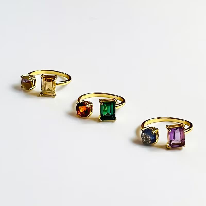 Amethyst and Tanzanite Adjustable Ring【gift box】