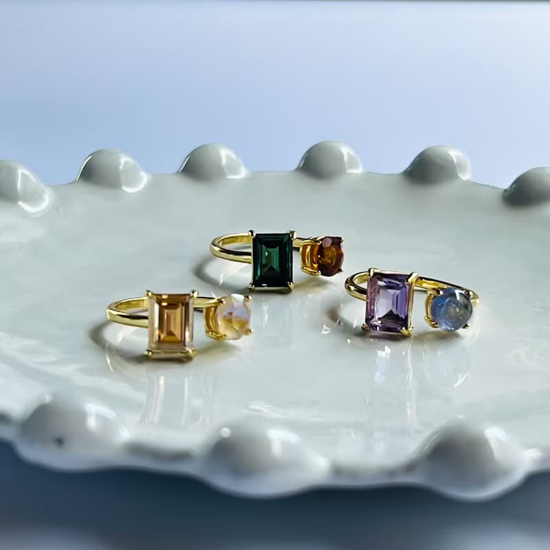 Amethyst and Tanzanite Adjustable Ring【gift box】