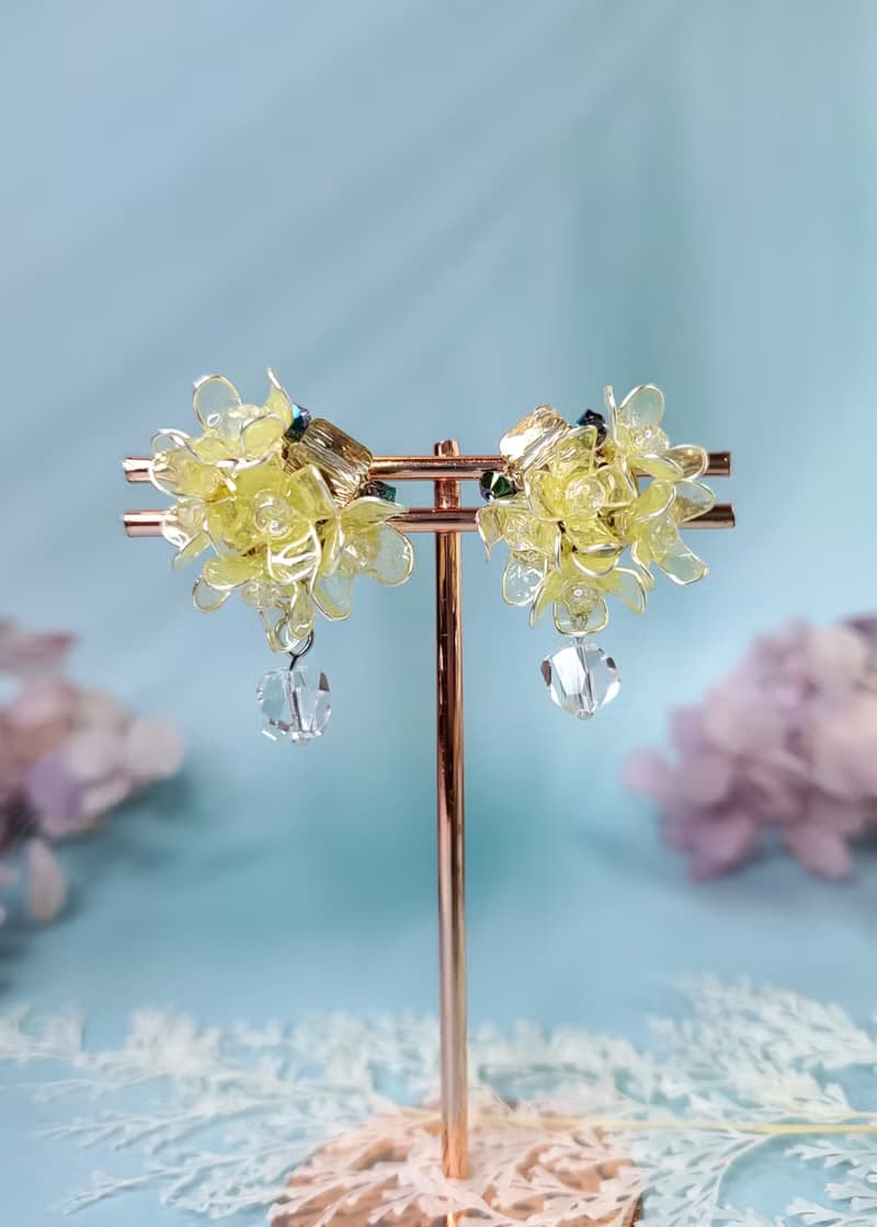 十里桂花香水晶花樹脂耳環