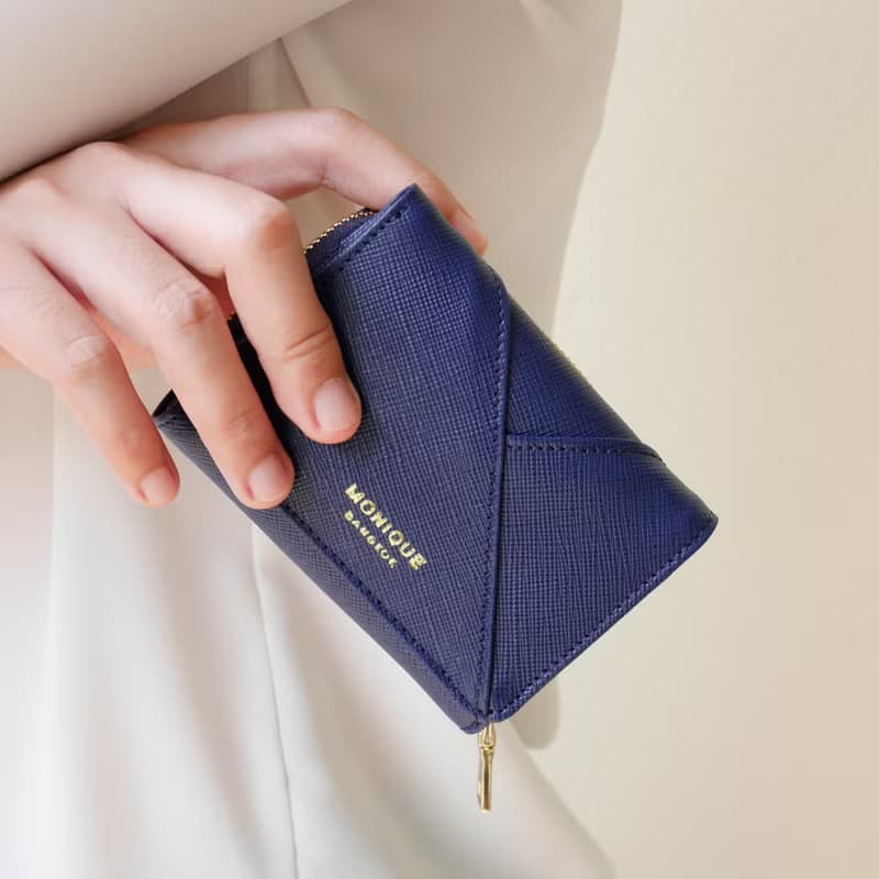 真皮短夾 Ellie Mini 款 / Navy Saffiano Leather