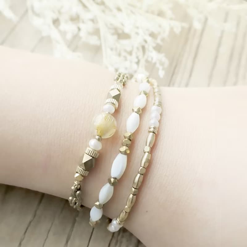 VIIART。十二宫-天蠍。鈦晶珍珠黃銅手鍊