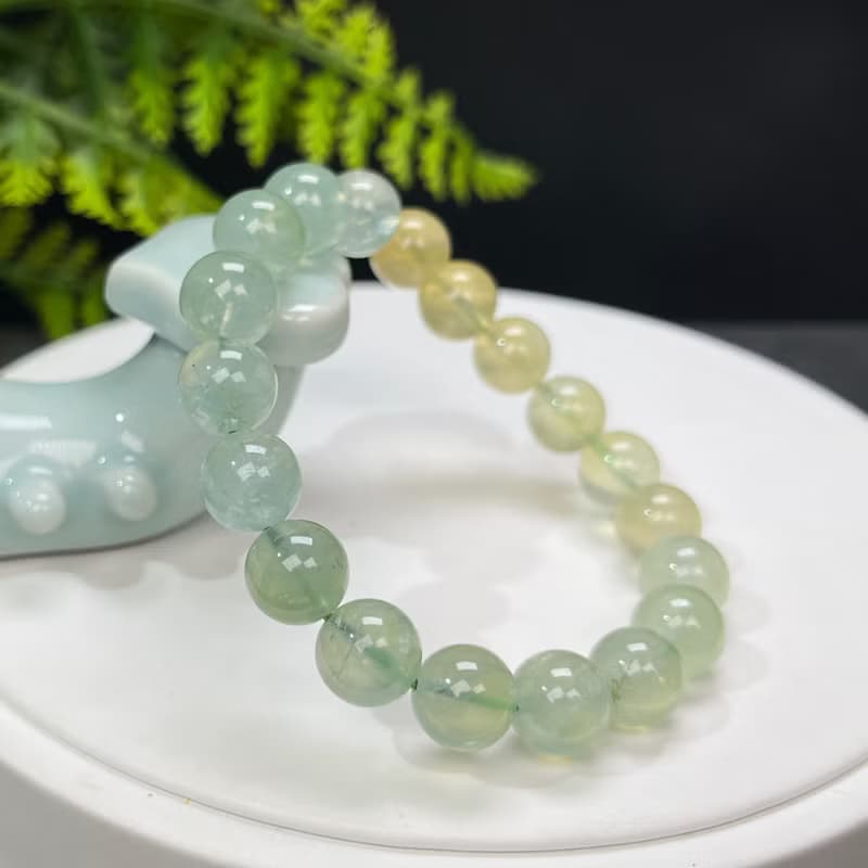 精品漸變色葡萄石手串10.5mm冰透天然清新圓珠手錬男女單圈生辰石