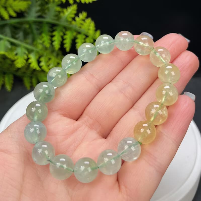 精品漸變色葡萄石手串10.5mm冰透天然清新圓珠手錬男女單圈生辰石
