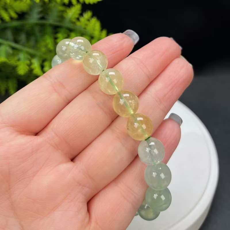 精品漸變色葡萄石手串10.5mm冰透天然清新圓珠手錬男女單圈生辰石