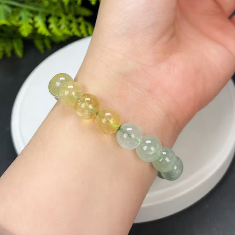 精品漸變色葡萄石手串10.5mm冰透天然清新圓珠手錬男女單圈生辰石