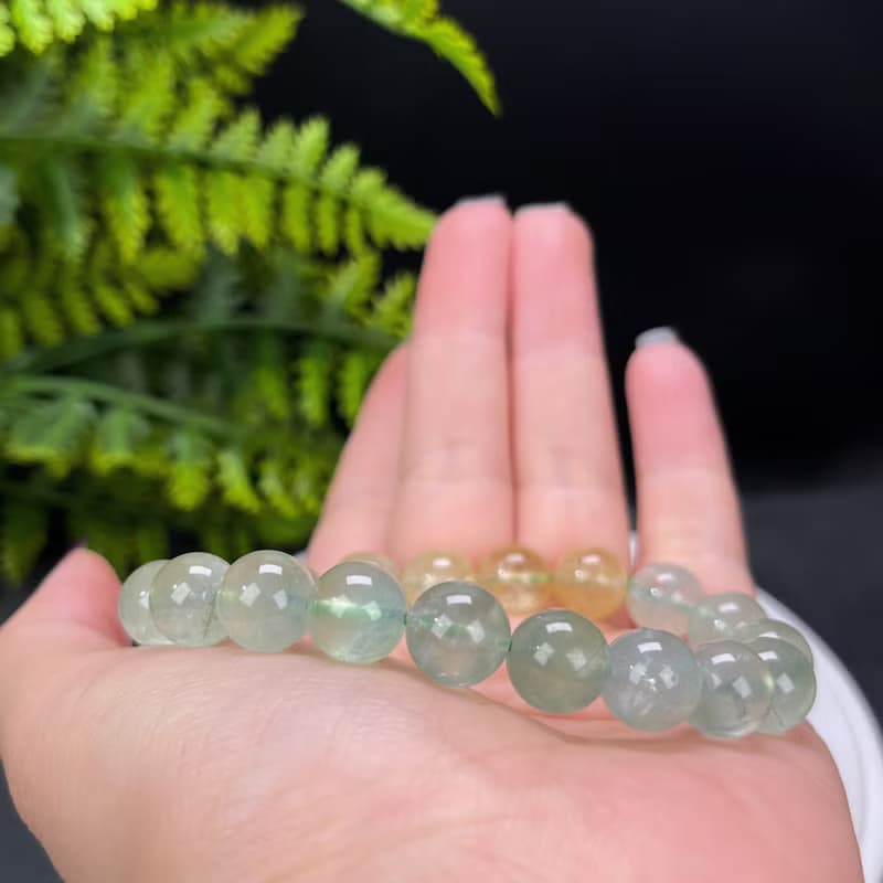 精品漸變色葡萄石手串10.5mm冰透天然清新圓珠手錬男女單圈生辰石