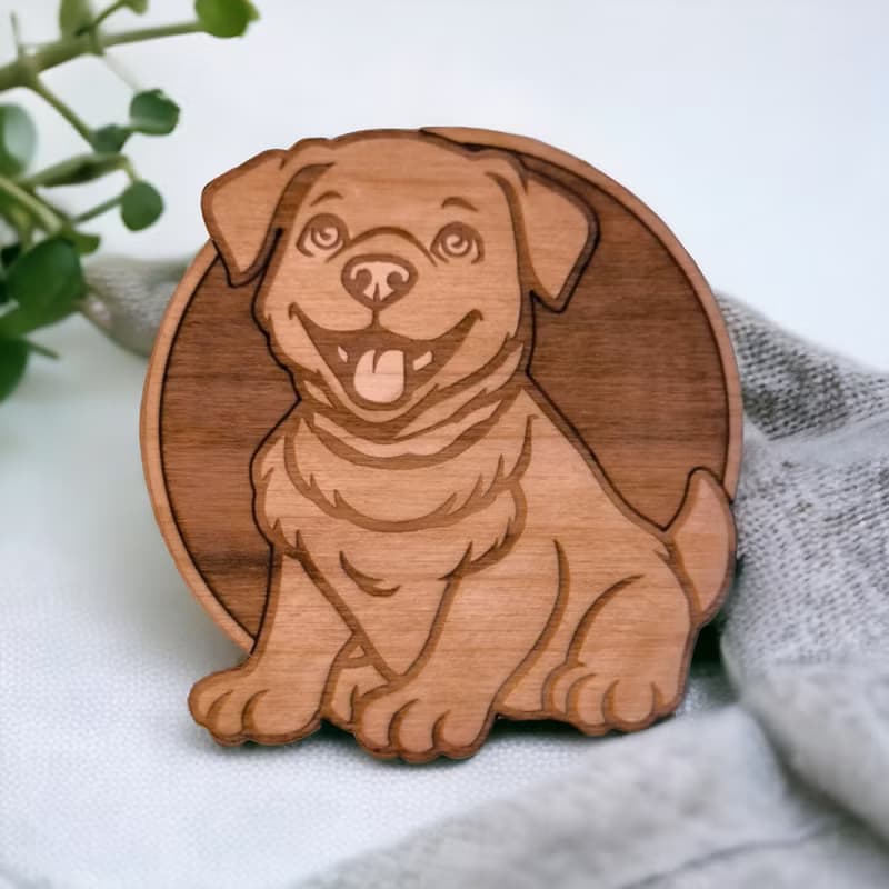 Rottweiler Wooden Coaster Set – Rottweiler Themed Wooden Drink Coasters