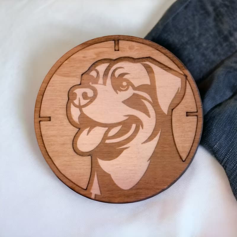 Rottweiler Wooden Coaster Set – Rottweiler Themed Wooden Drink Coasters