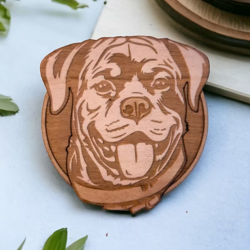 Rottweiler Wooden Coaster Set – Rottweiler Themed Wooden Drink Coasters