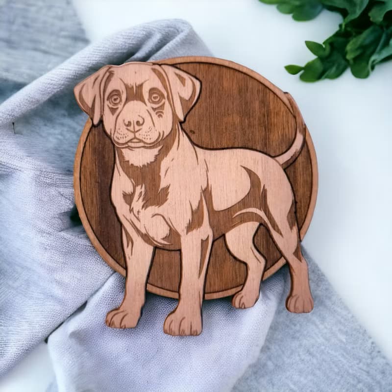 Rottweiler Wooden Coaster Set – Rottweiler Themed Wooden Drink Coasters