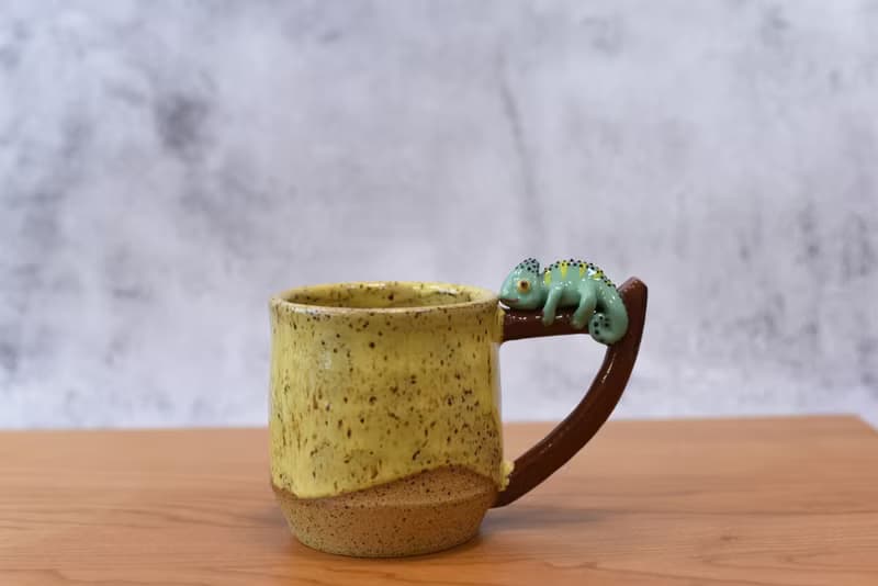 手工拉胚斑點變色龍陶杯200cc
