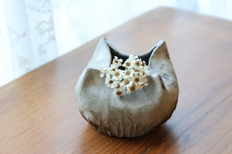 【喬遷禮物】美國進口土手捏造型乾花器白釉質感詫寂風收納置物桶