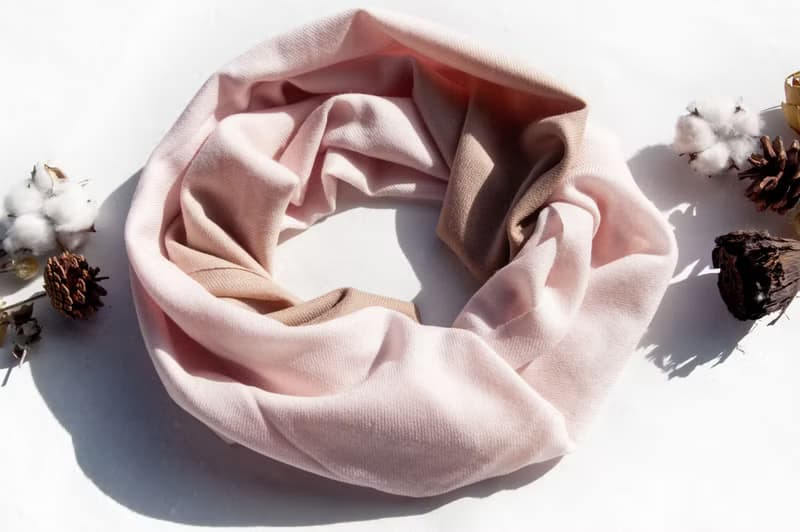 喀什米爾Cashmere/羊絨圍巾/純羊毛圍巾披巾/戒指絨披肩-奶茶漸層