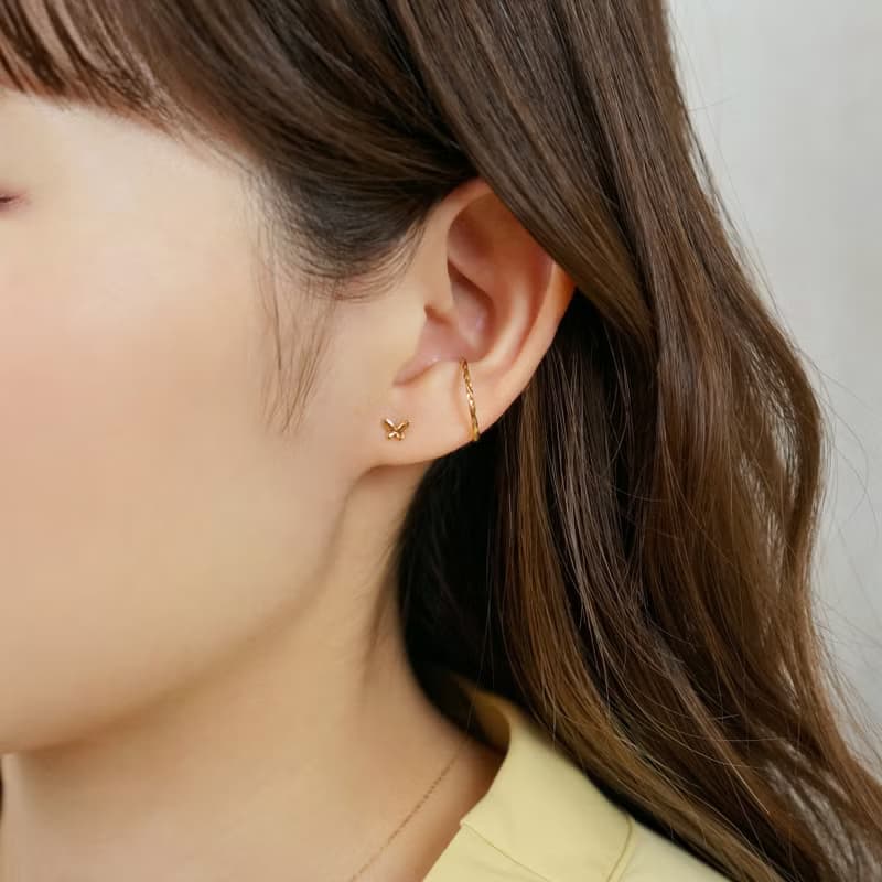【Second Earrings】 18K 黃金蝴蝶單邊耳環