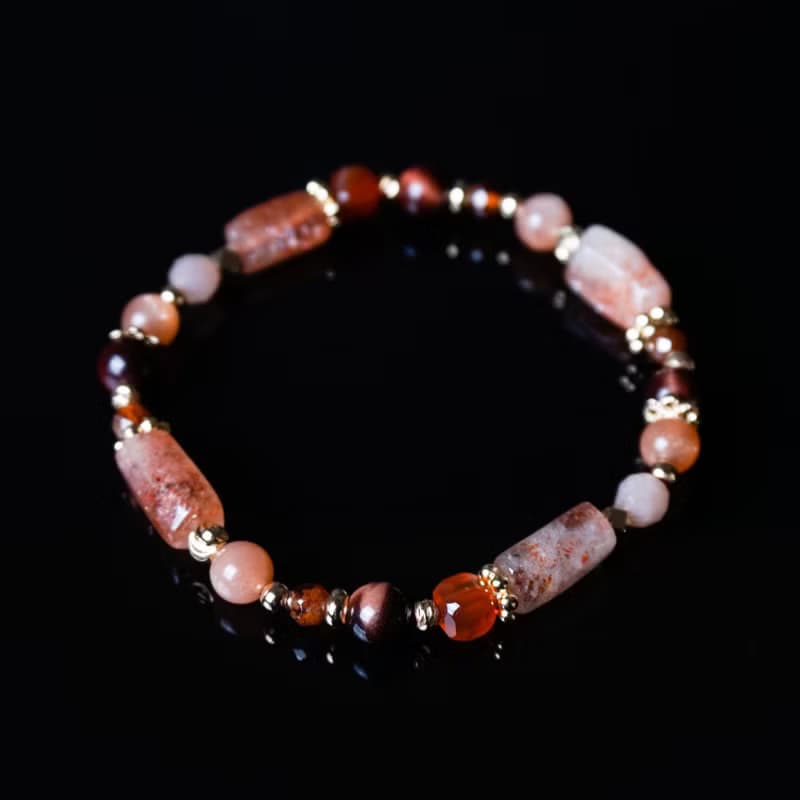 火焰灣 // 太陽石紅虎眼石橙月光石橙石榴石 手鍊 // 自信 勇氣