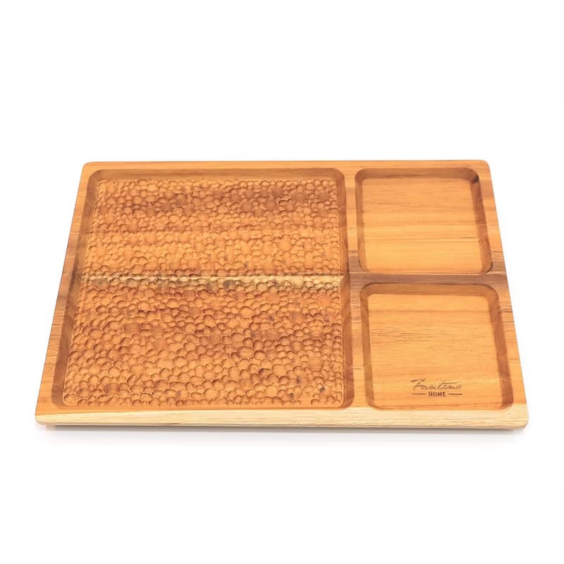 天然柚木早午餐盤-波點款35X24.5/露營野餐/餐盤/不上漆食用安心